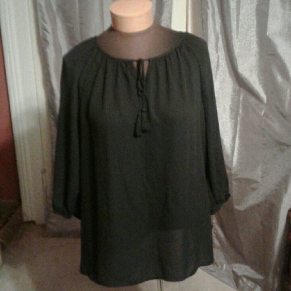 Sheer black shirt faded glory women's Large.